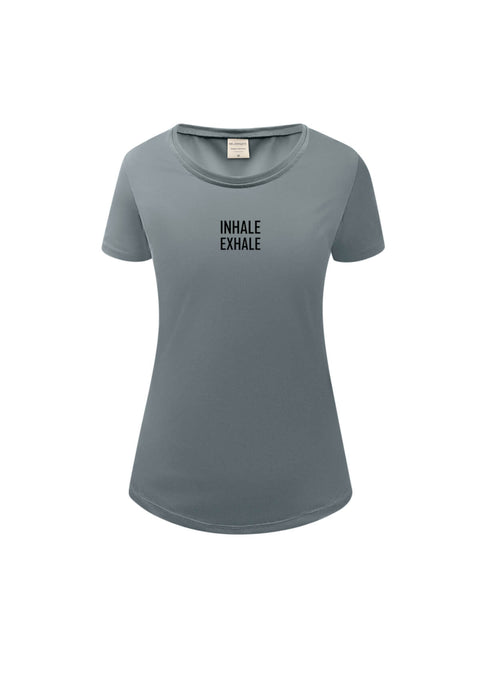 Inhale Exhale Damen T-Shirt, Gr. M, grau